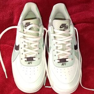 Nike Air Force 1 Light Green and Black Sneakers